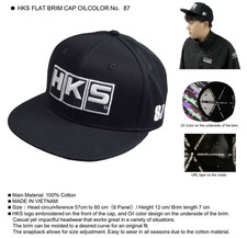 HKS 51007-AK529 No. 87 Oil Color Flat Brim Snapback Cap 100% Cotton Adjustable picture