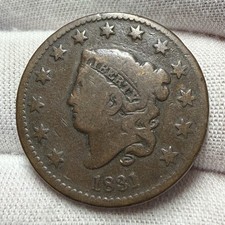 1831 Large Letters N-6/R-1 Coronet Head Large Cent receive coin pictured #5363 picture