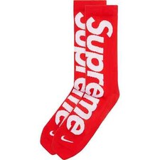 Brand New Original Supreme Mens Nike Lightweight Crew Socks - Red - picture
