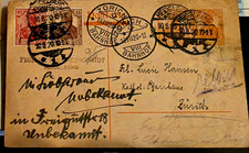 German Deutsches Reich 1920 Cover 10 & 15 Stamps Zurich Bahnhof CDS Cancel picture