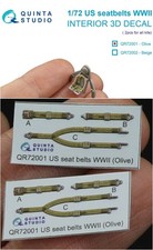 Quinta Studio 1/72 USAAF WWII Fighter Seatbelts Olive Green 3D Color Decals picture