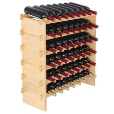 Uimoso 48 Bottle Stackable Modular Wine Rack Bamboo Wood Display Shelf 6-Tier picture