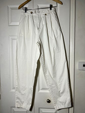 DÔEN White Cotton Twill High Rise Pleated Tapered Pants Pockets Women’s 6 picture