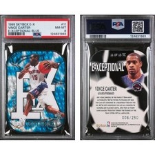 1999 Skybox E-X Vince Carter E-Xceptional Blue PSA 8 NM-MT /250 #11 Raptors picture