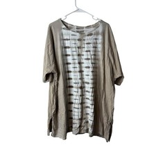 Pure J Jill Brown Tie Dye Boatneck Elbow Sleeve Tunic Blouse Plus Size 3X picture