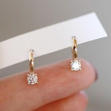 Christmas Sale 0.60Ct Round Cut Natural Diamond Hoops Earrings 14k Yellow Gold picture