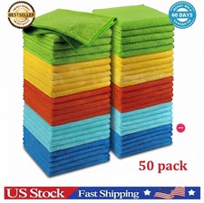 50PCS Microfiber Cleaning Cloth Towel Rag Car Polishing Detailing No-Scratch🎁 picture