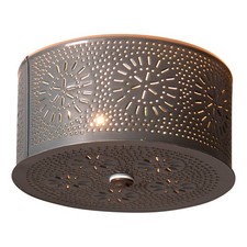 Irvin's Country Tinware Round Ceiling Light with Chisel in Country Tin picture