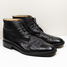 GRAVATTI Peccary Leather Lace Up Chukka Boots Italian Black 15950 Mens Sz 10.5 picture