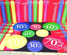 ⭐1 DAY SALE⭐ 85 PIECE ASSORTED ROUND SALE SIGNS + PRICE LEGENDS RETAIL STORE picture