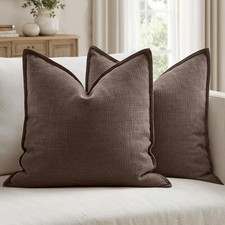 MIULEE Thick Textured Decorative Throw Pillow Covers 20x20 Inch Dark Brown picture