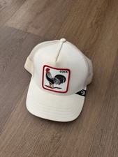 Goorin Bros White Rooster Patch Trucker Hat, Mesh Back Adjustable One Size picture