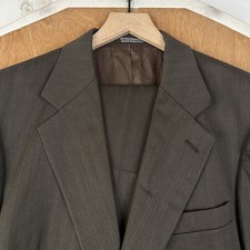 VTG Stafford Suit Mens 40S Brown Pinstripe 2 Button Wool Travler Plus 34x26 90s picture