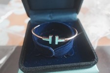 NEW 18k gold and TurquoiseTlfanyCoTwire bracelet 6.5” picture