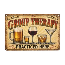 Vintage Group Therapy Rustic Lounge Style 8x12 Inch Metal Wall Decor Sign picture