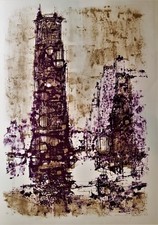 MAX GUNTHER Original Mid-Century PENCIL-SIGNED LITHOGRAPH Giotto Campanile 14/75 picture