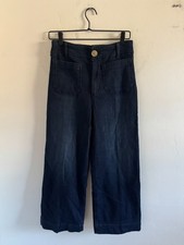 Maeve Anthropologie Colette Dark Blue Stretch Denim Wide Leg Pants Size 26 picture