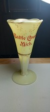 ANTIQUE EARLY 19TH CENTURY FOOTED TRUMPHET VASE (URANIUM) BATTLE CREEK, MI L@@K picture