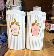 EMPTY Vintage Avon Cotillion 1934 Body Powder Talc Containers Empty Set of 2 picture