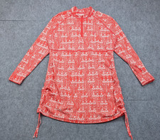 Coolibar Ruche Swim Shirt Womens Large Orange Colorful UPF 50+ Rash Guard Beach picture