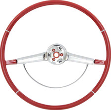 OER Red Steering Wheel With Chrome Horn Ring 1965-1966 Chevrolet Impala  picture