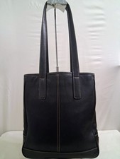 Coach Hampton Double Handle Smooth Black Leather Shoulder Bag picture