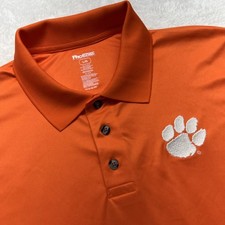 Clemson Tigers ProEdge Polo Shirt Men L Orange Short Sleeve Active Logo picture