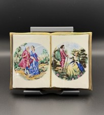 Vintage Japan Porcelain Open Book Figurine Victorian Couple Gold Trim Decor picture