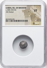 NGC VF Caria Isle of Rhodes 300-250 BC AR Diobol, Silver ROSE BUDS Ancient Greek picture