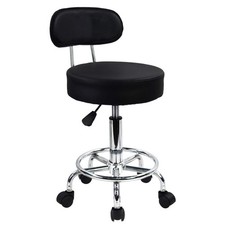 KKTONER PU Leather Rolling Stool Mid-Back with Footrest Height Adjustable Office picture