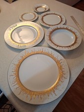 Haviland Limoges France RITZ CLUB Gold Starburst Decor 6Pc set. picture