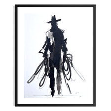 Original Cowboy 9x12 Abstract Expressionist Acrylic Painting Paper Signed Art picture