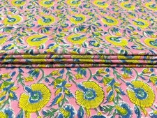 5 Yard Indian Handmade Natural Cotton Sanganeri Hand Block Print Floral Fabric picture