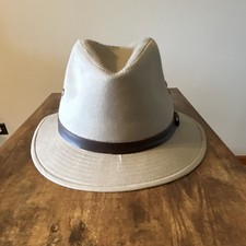 Stetson Gable Safari Hat STC61-KAKI XL Khaki Gray Canvas Leather Band NWT picture