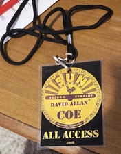 DAVID ALLAN COE backstage Pass Laminate  1988 RARE picture