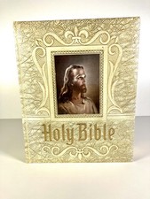 Vintage Holy Bible Blue Ribbon Edition Standard HERTEL Large Coffee Table 1969 picture