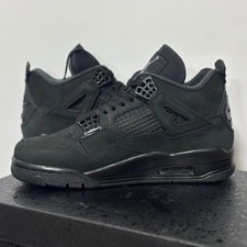 Air Jordan 4 Retro Black Suede Mid Top Street Fashion Casual Footwear picture