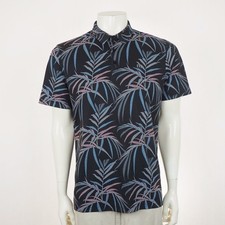 Travis Mathew Buzz Words Golf Polo Shirt Mens Large Black Floral AOP Print Pique picture