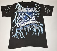 Dallas Cowboys NFL Salem Lightning AOP SIZE L T-Shirt Vintage 1993 Single Stitch picture
