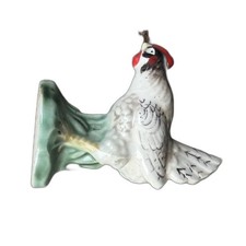 Vintage Ceramic Rooster Figurine White Red Comb picture