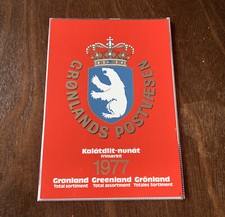 1977 GREENLAND FOLDER WITH MINT STAMPS KALAALLIT-NUNAAT RED WITH POLAR BEAR picture