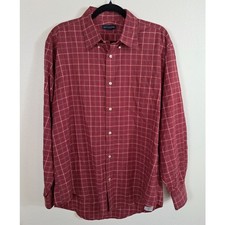 Men's Lands' End Tailored Shirt Red plaid Size 17 - 34 picture