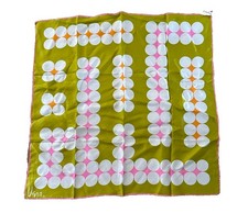Vintage 1960s Vera Neumann Scarf Japan Hand Rolled Green Print Abstract 26