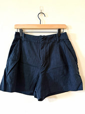Madewell Women's Black Linen Blend Chino Shorts Mid Rise Size 6 3