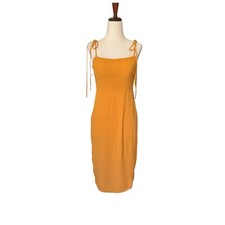 Reformation Jasper Tie Strap Midi Crepe Dress Sunflower Yellow Size 4 picture