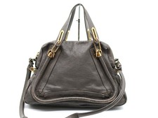 Chloe Paraty Hand Bag Gray Leather Authentic picture