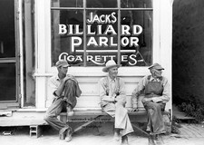 1940 Pool Hall Farmers PHOTO Billiards Great Depression Vintage Game Room Decor picture