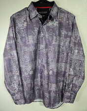 American Breed Smart Shirt Mens Size Medium Purple Button Up Abstract Tee picture