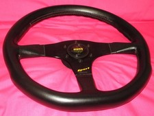 Excellent MOMO Sport 350mm Steering Wheel Black Leather Spokes picture
