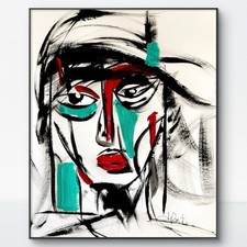 Portrait 11x14 Original Fine Art Signed Home Decor Expressionist Wall Art Paper picture